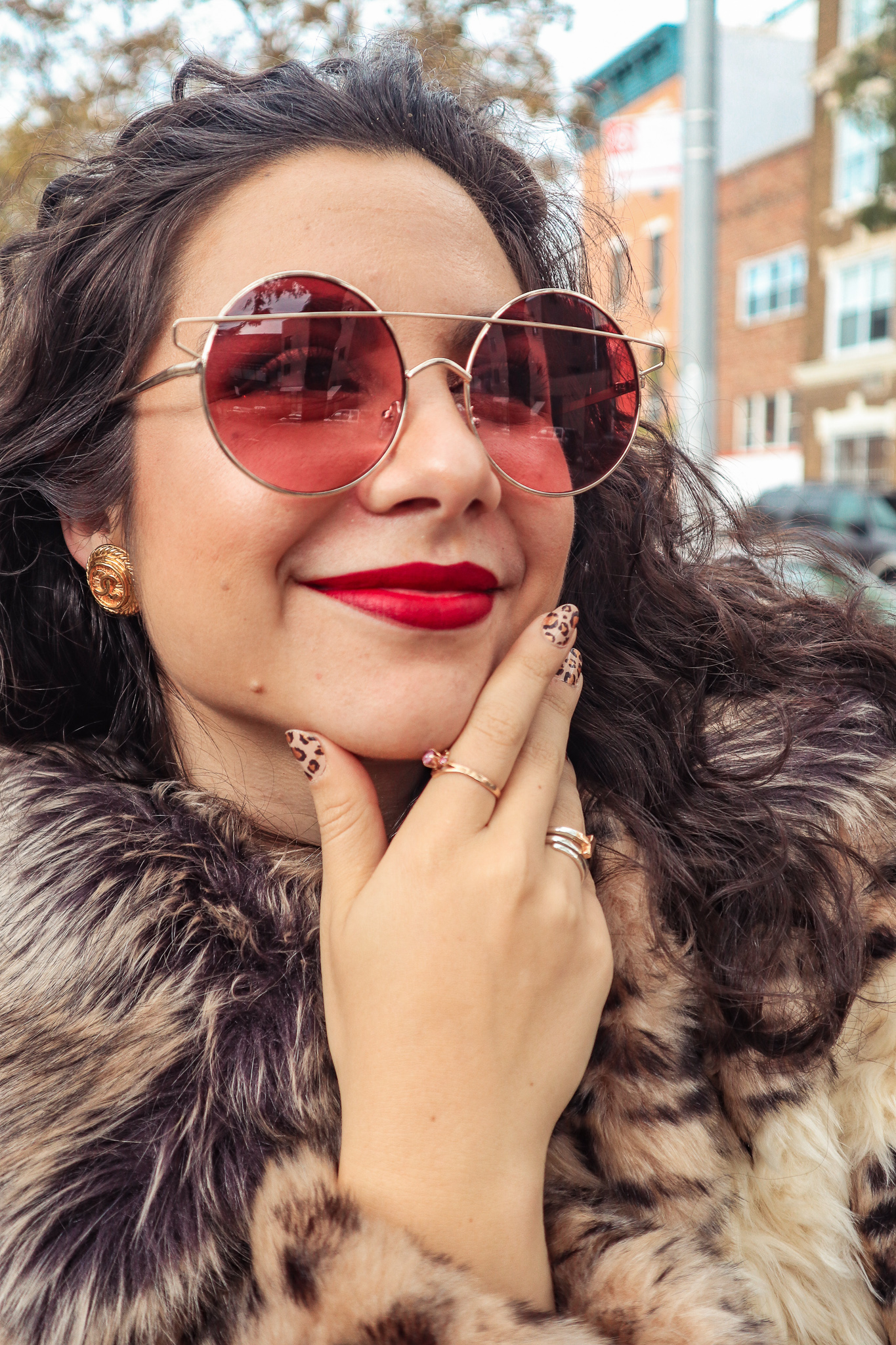 cheetah print jacket and nails