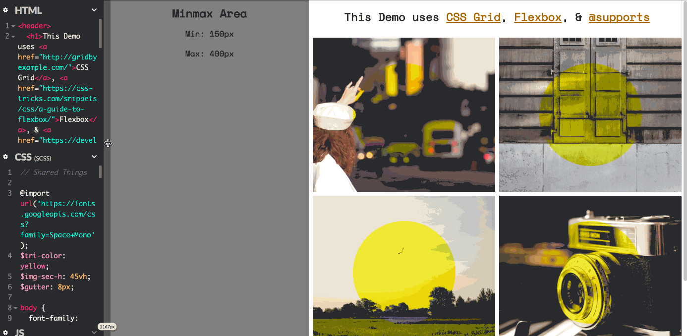 CSS Grid minmax demo